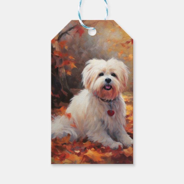 Malti Tzu im Herbst Leaves Fall Inspiriert Geschenkanhänger (Vorderseite)