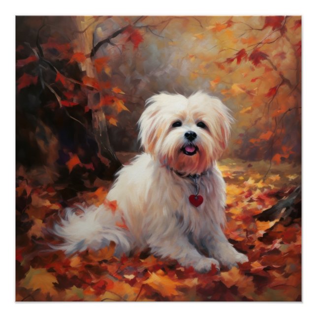 Malti Tzu im Herbst Leaves Fall Inspiriert Poster (Vorderseite)