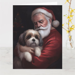 Malti Tzu mit Weihnachtsmann Festliches Weihnachte Karte