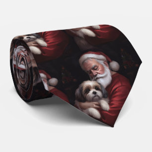 Malti Tzu mit Weihnachtsmann Festliches Weihnachte Krawatte