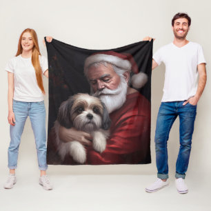 Malti Tzu mit Weihnachtsmann Weihnachten Fleecedecke
