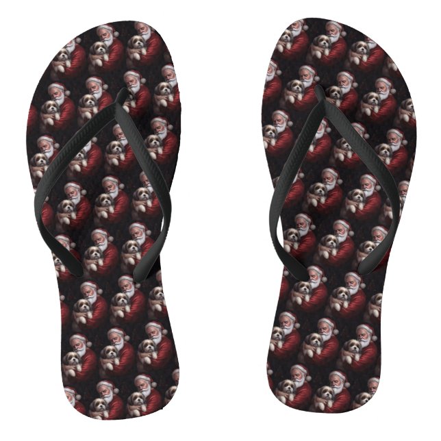Malti Tzu mit Weihnachtsmann Weihnachten Flip Flops (Fußbett)