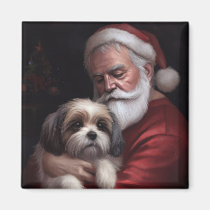 Malti Tzu mit Weihnachtsmann Weihnachten Magnet