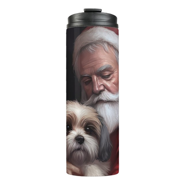 Malti Tzu mit Weihnachtsmann Weihnachten Thermosbecher (Vorderseite)