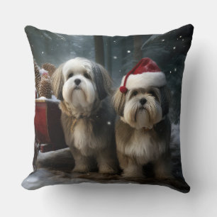 Malti tzu Snowy Sleigh Weihnachtsdekor Kissen