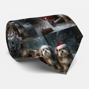 Malti tzu Snowy Sleigh Weihnachtsdekor Krawatte