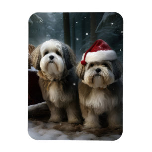 Malti tzu Snowy Sleigh Weihnachtsdekor Magnet