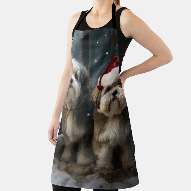 Malti tzu Snowy Sleigh Weihnachtsdekor Schürze (InSitu)