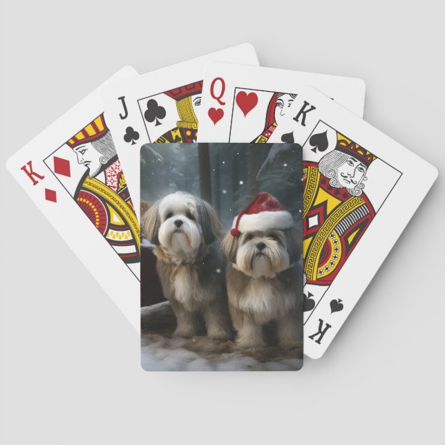 Malti tzu Snowy Sleigh Weihnachtsdekor Spielkarten (Rückseite)