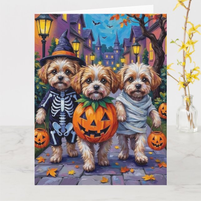 Malti Tzu Trick-or-Treating in Halloween-Kostümen Karte (Gelbe Blume)