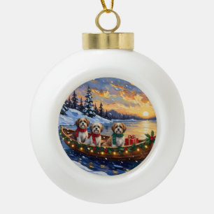 Malti Tzu Weihnachtsboot-Feiertag Keramik Kugel-Ornament