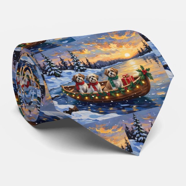 Malti Tzu Weihnachtsboot-Feiertag Krawatte (Gerollt)