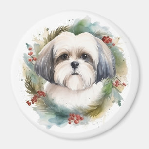 Malti Tzu Weihnachtskranz Festlicher Hund Magnet