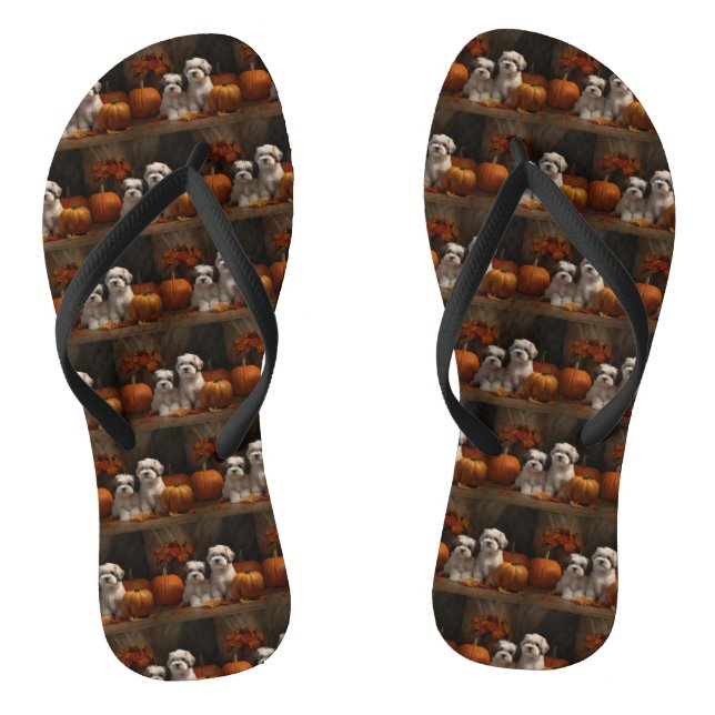 Malti tzu Welppy Autumn Delight Pumpkin Flip Flops (Fußbett)