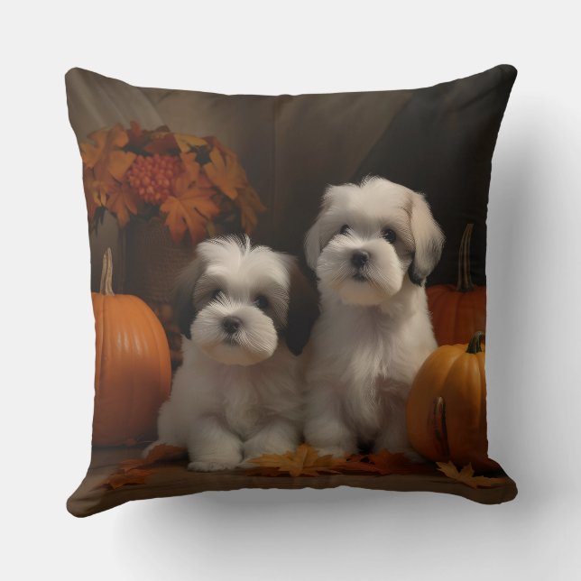 Malti tzu Welppy Autumn Delight Pumpkin Kissen (Rückseite)