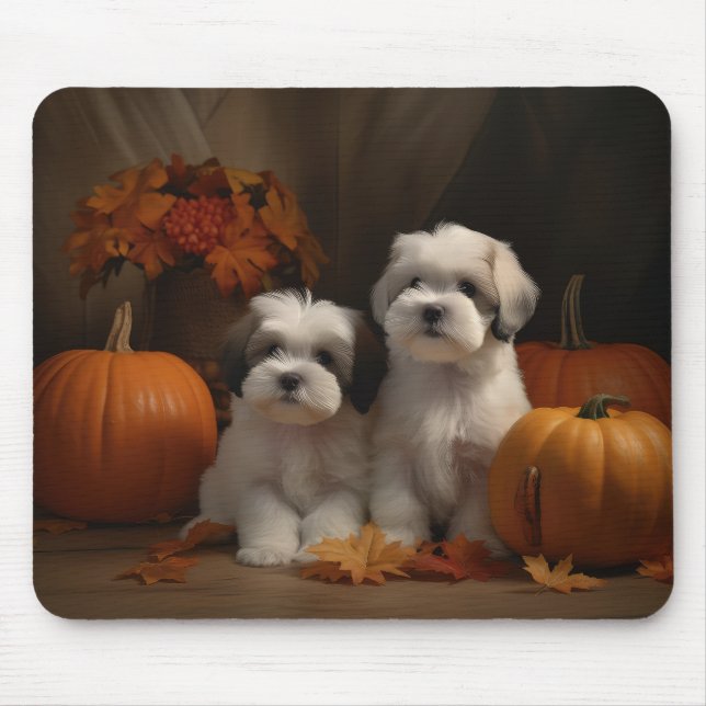 Malti tzu Welppy Autumn Delight Pumpkin Mousepad (Vorne)