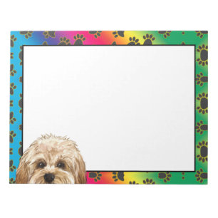 Maltipoo bunte Hundpfoten-Muster Notizblock