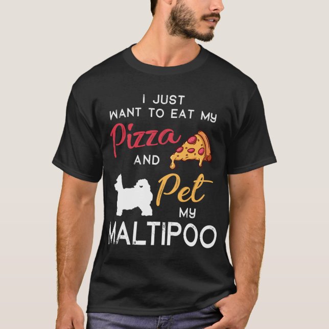 Maltipoo Dog Pizza Liebhaber Weihnachten Geburtsta T-Shirt (Vorderseite)