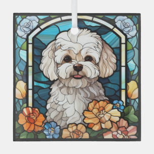 Maltipoo Dog Square Ornament Aus Glas