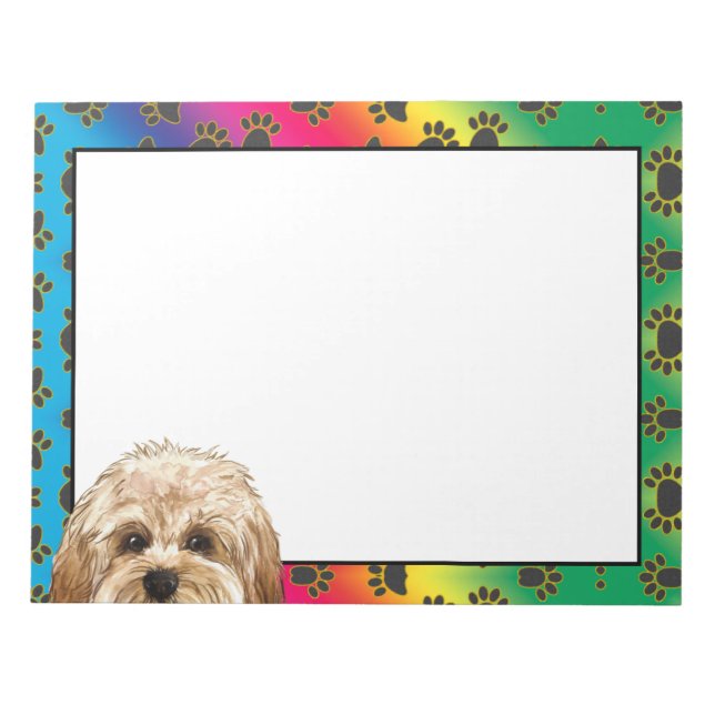 Maltipoo farbenfrohe Hundekuh Muster Notizblock (Vorderseite)