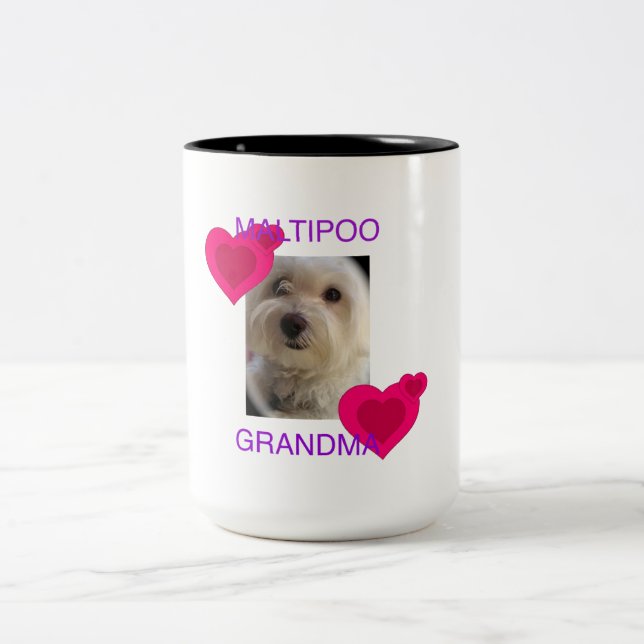 Maltipoo Großmutter Zweifarbige Tasse (Mittel)