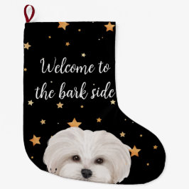 Maltipoo Herzlich willkommen auf der Bark Side Fun Großer Weihnachtsstrumpf