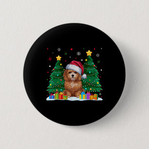 Maltipoo Hund liebt Weihnachtsmannmütze Ugly Chris Button