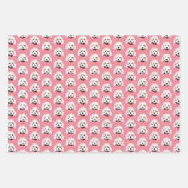 Maltipoo Hund Weißrosa Druckwrapping Paper Set Geschenkpapier Set