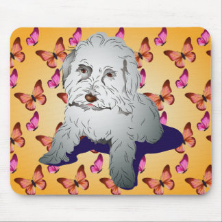 Maltipoo Niedlich Puppy auf Schmetterling Muster O Mousepad