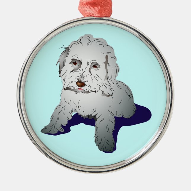 Maltipoo Niedlich Puppy Ornament Aus Metall (Vorne)