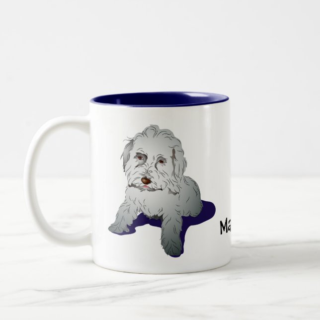 Maltipoo Niedlich Puppy Zweifarbige Tasse (Links)