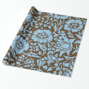 Malve, Vintage-Design, in sanftem Blau und Braun Geschenkpapier