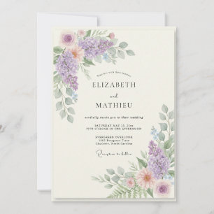 Malven-Aprikosen-Blüten-Hochzeit Einladung