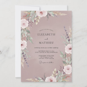 Malven-Wasserfarben-Ranunculus-Hochzeit Einladung