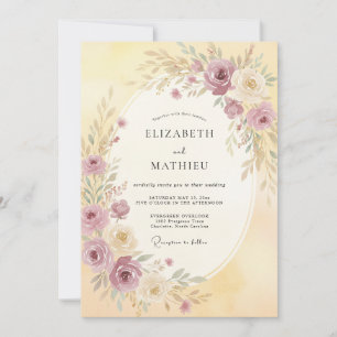 Malvenblüten Romantische Hochzeit Einladung