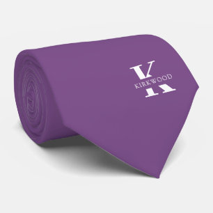 Malvenfarben   Elegante Monogram+Name   einseitig Krawatte