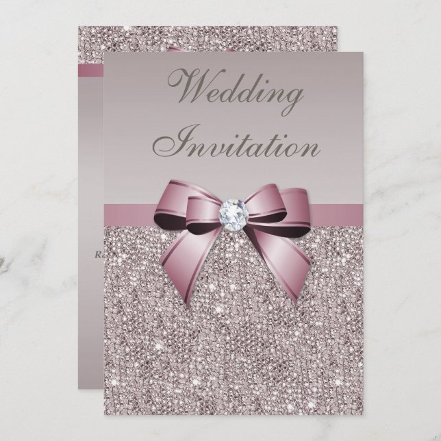 Malvenfarbene graue einladung (Vorne/Hinten)