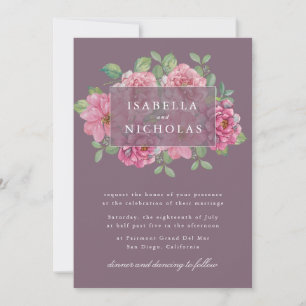 Malvenfarbene Hochzeitseinladung mit Blumenmuster Einladung