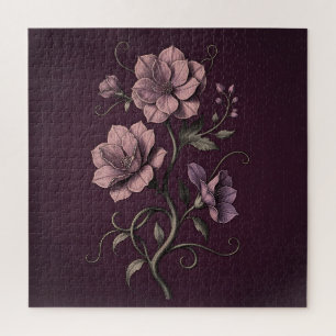 Malvenviolette Anemonenblume Dunkle Botanik Puzzle