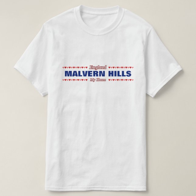 MALVERN HÜGEL - mein Zuhause - England; Herzen T-Shirt (Design vorne)