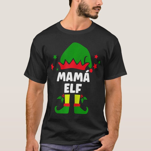 Mam Elf Funny Spanish Mutter Weihnachten T-Shirt (Vorderseite)