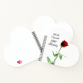 Mama 100. Geburtstag Rote Rose Blume Personalisier Notizbuch