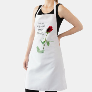 Mama 100. Geburtstag Rote Rose Blume Personalisier Schürze