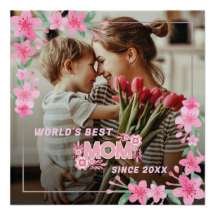 Mama 1 Foto Moderne, elegante rosa Mütter Tag Poster