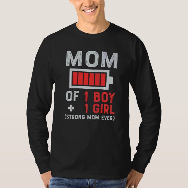 Mama 1 Junge aus der Tochter oder Mutter von Sohn  T-Shirt (Vorderseite)