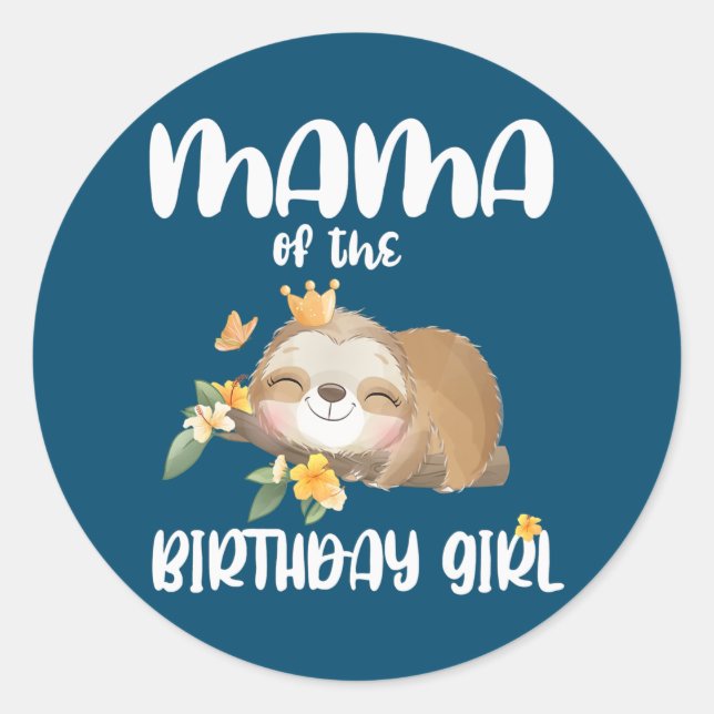 Mama 1. Sloth Birthday Family Sloth Runder Aufkleber (Vorderseite)