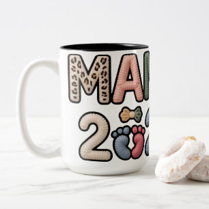 Mama 2026 Neue Mama Baby Enthüllung Gestrickte Puf Zweifarbige Tasse