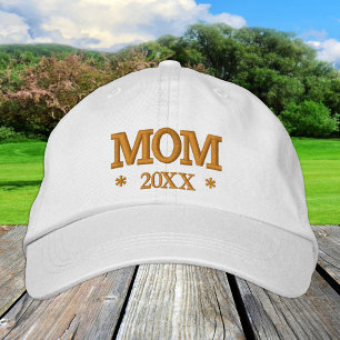 MAMA 20XX bestickte Baseballkappe gold / weiß
