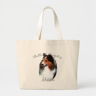 Mama 2 die Shetlandinseln-Schäferhund-(Sable) Jumbo Stoffbeutel