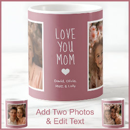 Mama 2 Fotos & Text Modernes Rosa C107 Custom Moth Kaffeetasse